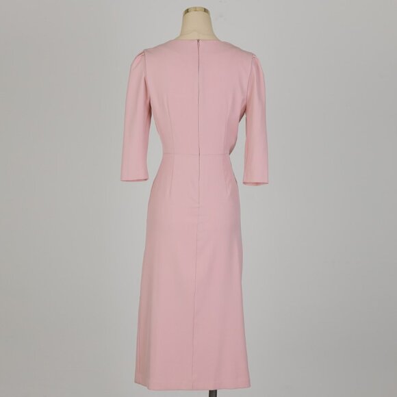 Ode Pink Feminine Side Shirring Slit Dress - Picture 5 of 7